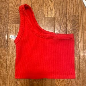 ANWND One shoulder Red tank top